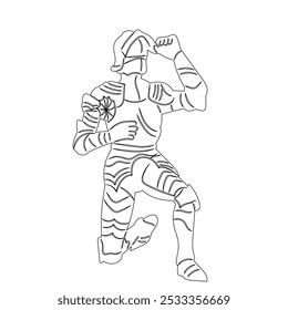 knight kneeling sketch, vector on white background