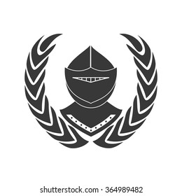 Knight with laurel wreath vector icon.