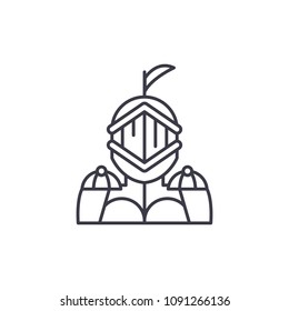 Knight linear icon concept. Knight line vector sign, symbol, illustration.