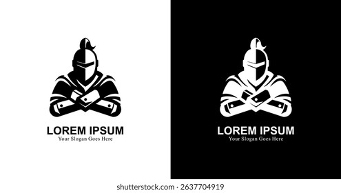 Knight logo design with simple shape and modern style