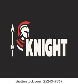 knight logo design vector template. Spartan helmet with arrow symbol.