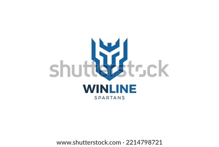 Knight logo form with simple line in blue color	
