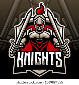 Knight mascot. esport logo design.