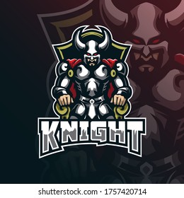 Logo-Design-Vektorgrafik von knight mit modernem Illustrationsstil für Abzeichen-, Emblem- und T-Shirt-Druck. Königskritterillustration.
