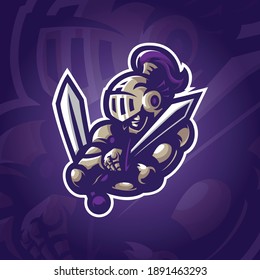 Vector de diseño de logotipo de mascota Knight con estilo de concepto para impresión de insignias, emblemas y camisetas.