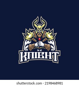 Vector de diseño del logotipo de la mascota Knight con el concepto de ilustración moderna para impresión de insignias, emblemas y camisetas. Ilustración de Knight para el equipo deportivo y deportivo.