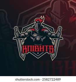 Knight mascot logo design vector with modern illustration concept style for badge, emblem and t shirt printing. Knight illustration for sport team.
