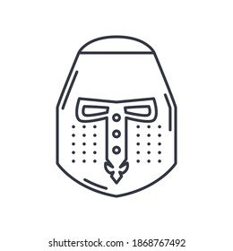 Knight mask icon, linear isolated illustration, thin line vector, web design sign, outline concept symbol with editable stroke on white background.