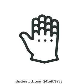 Knight medieval armor gauntlets isolated icon, metal armour hand gloves vector symbol with editable stroke