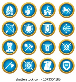 Knight medieval icons set. Simple illustration of 16 knight medieval vector icons for web