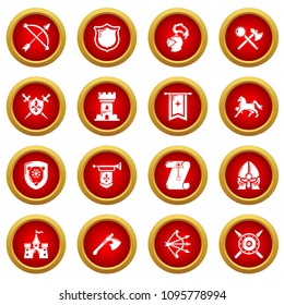 Knight medieval icons set. Simple illustration of 16 knight medieval vector icons for web