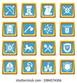 Knight medieval icons set vector sapphirine square isolated on white background 