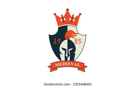 Knight medieval logo design vector 