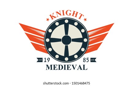 Knight medieval logo design vector 