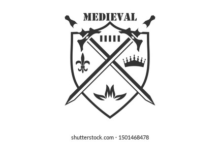Knight medieval logo design vector 