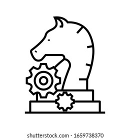 Knight move line icon, concept sign, outline vector illustration, linear symbol.