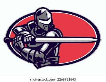 Knight Noble Sword Warrior in Bold Sport Logo Style