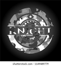 Knight on grey camouflaged pattern