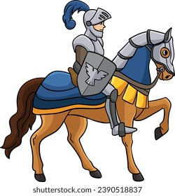 Knight on a Horse Cartoon Colored Clipart 