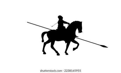 knight on horse, original high quality black silhouette profile