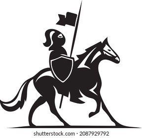 A knight on a horse Silhouette, Horse Warrior Paladin Medieval logo design