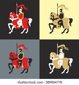 Knight on a horse. Simple vector.
