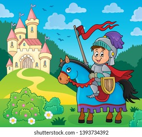 Knight on horse theme image - eps10 vector illustration.
