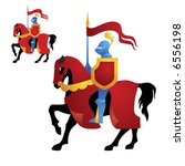 Knight on a horse. Vector with the gradient and the simple vector.