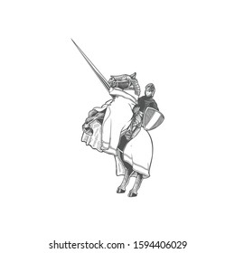 
The knight on horseback. The picture is made in the style of engraving.coat of arms vector