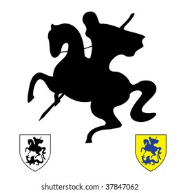 Knight On A Horse.Saint George And The Dragon Vector