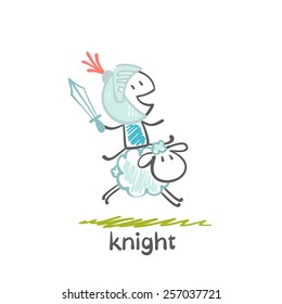 Knight on sheep illustration