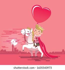 A knight on a white horse goes to his Princess