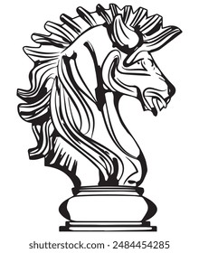 Knight in outline and vector format. Knight is a part of chess game.