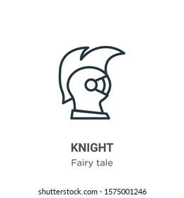 Knight outline vector icon. Thin line black knight icon, flat vector simple element illustration from editable fairy tale concept isolated on white background