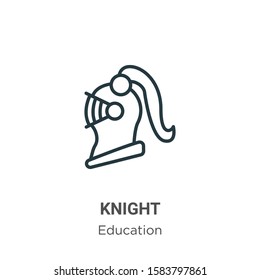 Knight outline vector icon. Thin line black knight icon, flat vector simple element illustration from editable literature concept isolated on white background