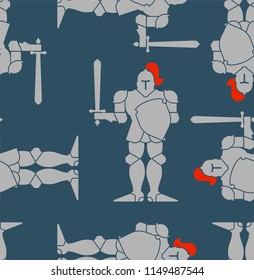 Knight pattern seamless. Metal armor warrior ornament. Iron armor background. Vector illustration