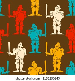 Knight pattern seamless. Metal armor warrior ornament. Iron armor background. Vector illustration