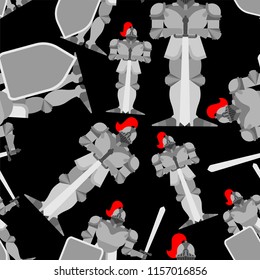 Knight pattern seamless. Metal armor warrior ornament. Iron armor background. Vector illustration