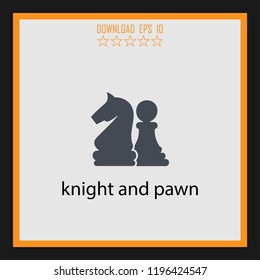 knight and pawn  vector icon
