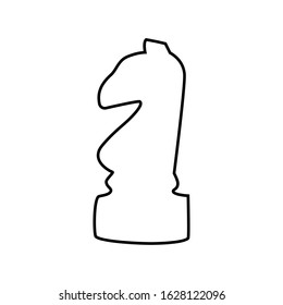 Knight piece in chess game symbol in outline style. Knight's move isolated  on white background. Strategy board game. Vector illustration