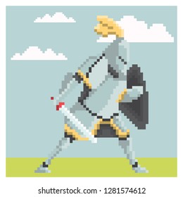 knight in pixel art