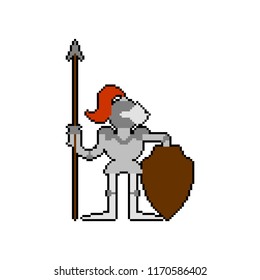 Knight Pixel art. Armor warrior 8 bit. Vector illustration
