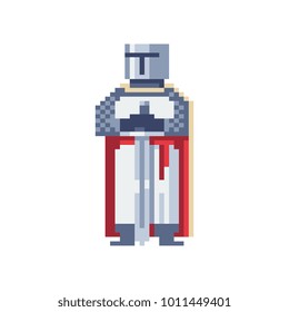 Knight. Pixel art character. Sticker design. 8-bit sprite. Isolated vector illustration. 