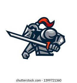 Knight Pose Ready to Attack Mascot Logo