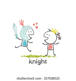 Knight with Princess illustration