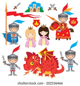 Knight and princess vector illustration