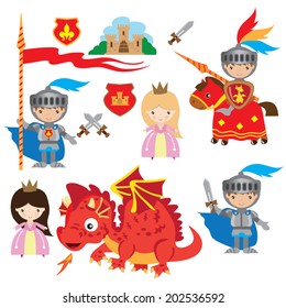 Knight and princess vector illustration
