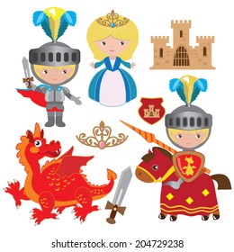 Knight and princess vector illustration