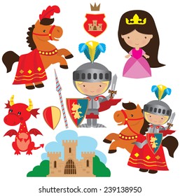 Knight and princess vector illustration