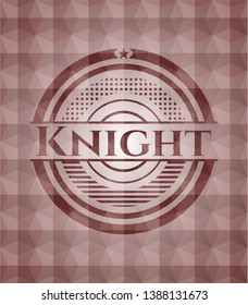 Knight red emblem with geometric background. Seamless.